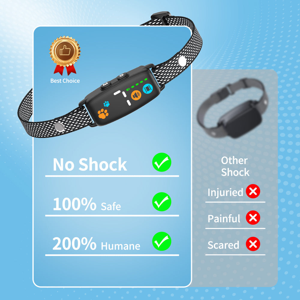 Tiny anti-barking beep and vibrate no-shock dog collar designed for small dog barking collar, lightweight and adjustable for tiny to small dogs