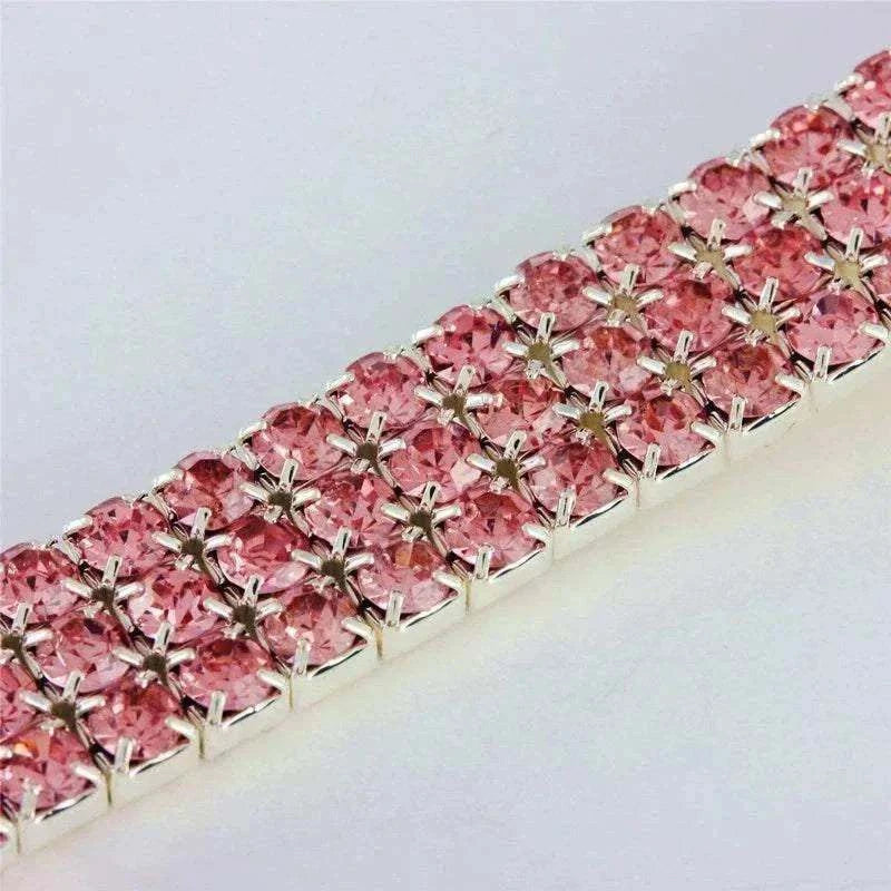 Pretty Kitty's Paw Pendant Cat Collar with a pink rhinestone band and silver-tone prong settings; pendant not visible