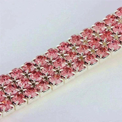 Pretty Kitty's Paw Pendant Cat Collar with a pink rhinestone band and silver-tone prong settings; pendant not visible