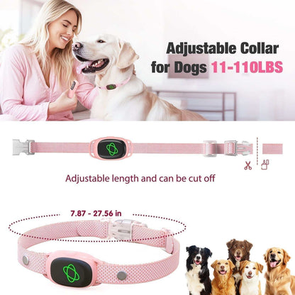 Remote Training Collar no harm in light pink nylon with an adjustable strap and black oval control unit